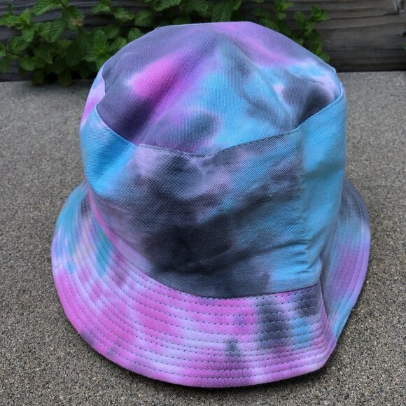 Reversible Tie Dye Bucket Hat Solid Black One Size Adult Unisex Cap - Picture 1 of 6